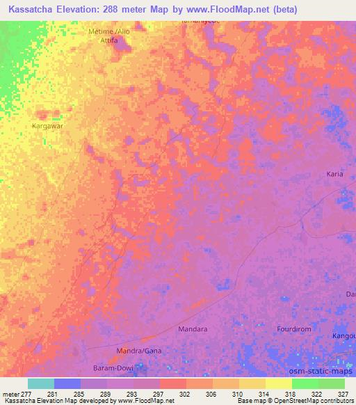 Kassatcha,Niger Elevation Map