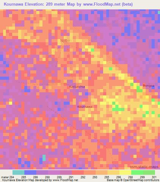 Kournawa,Niger Elevation Map