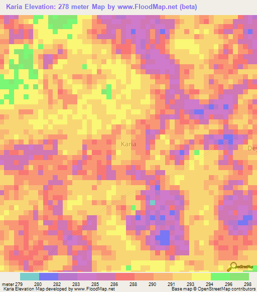 Karia,Niger Elevation Map