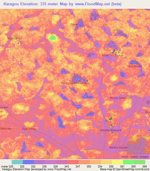 Karagou,Niger Elevation Map