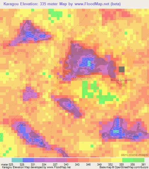 Karagou,Niger Elevation Map