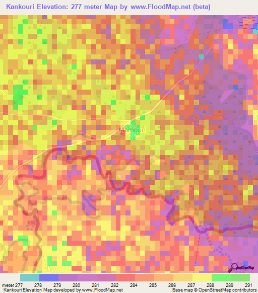 Kankouri,Niger Elevation Map