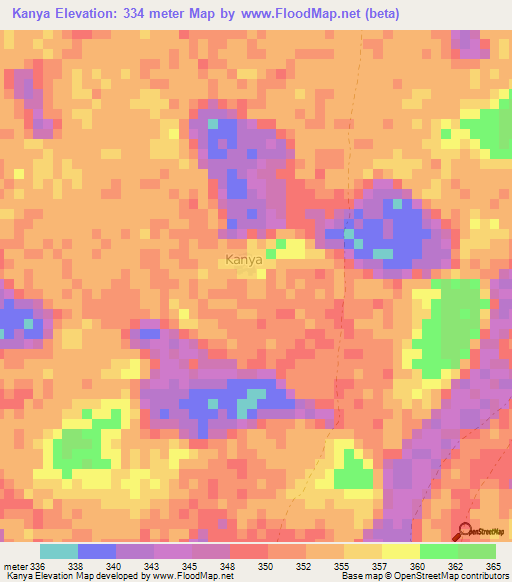 Kanya,Niger Elevation Map