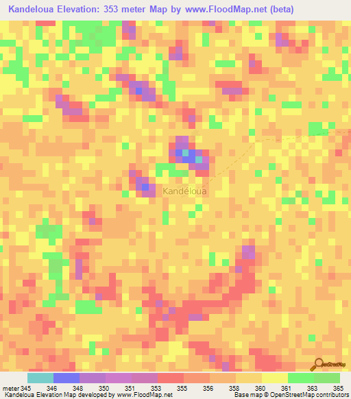 Kandeloua,Niger Elevation Map