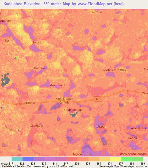 Kadelaboa,Niger Elevation Map