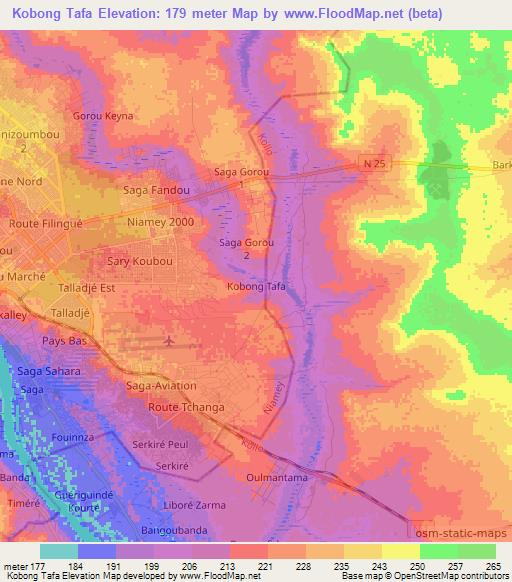 Kobong Tafa,Niger Elevation Map