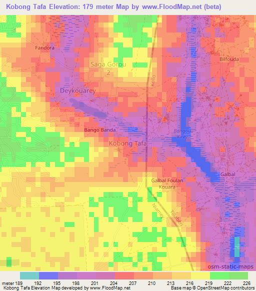 Kobong Tafa,Niger Elevation Map