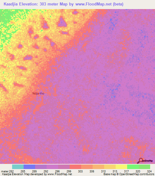 Kaadjia,Niger Elevation Map