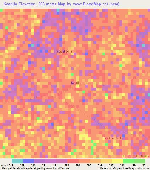 Kaadjia,Niger Elevation Map
