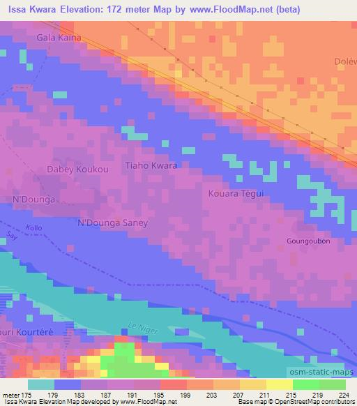 Issa Kwara,Niger Elevation Map