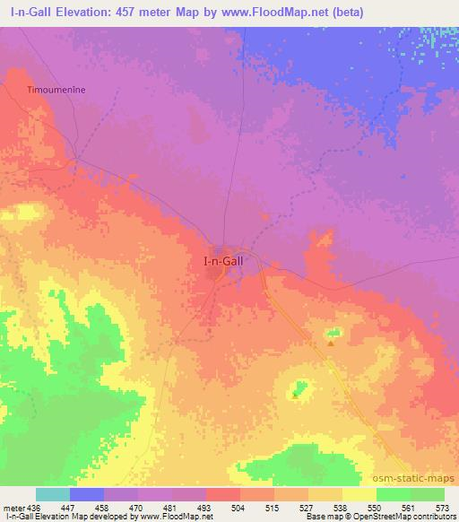 I-n-Gall,Niger Elevation Map