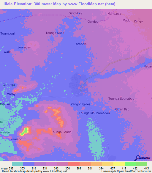 Illela,Niger Elevation Map