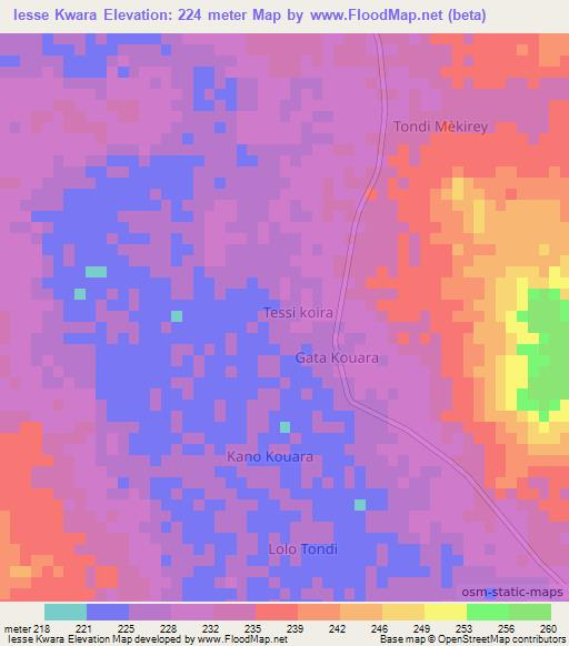 Iesse Kwara,Niger Elevation Map