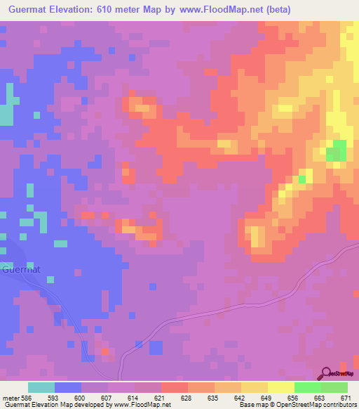 Guermat,Niger Elevation Map