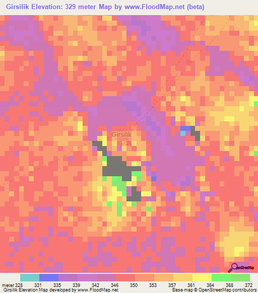 Girsilik,Niger Elevation Map