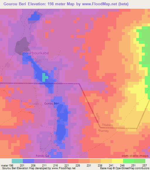 Gourou Beri,Niger Elevation Map