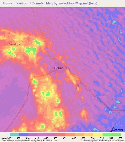 Goure,Niger Elevation Map