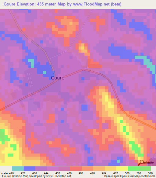 Goure,Niger Elevation Map