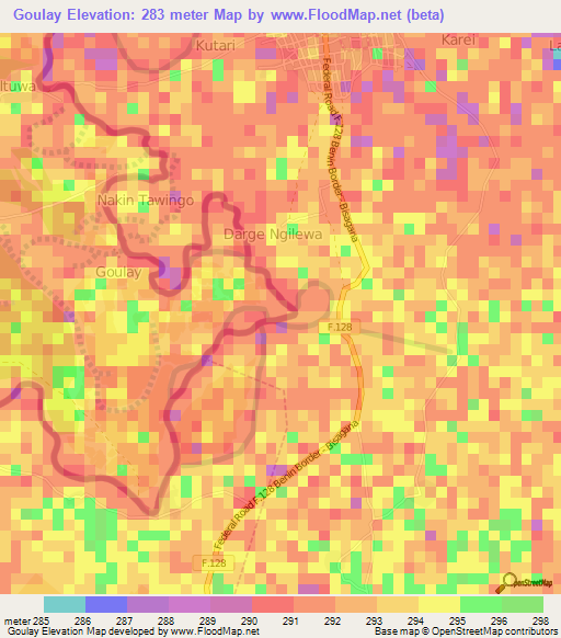 Goulay,Niger Elevation Map