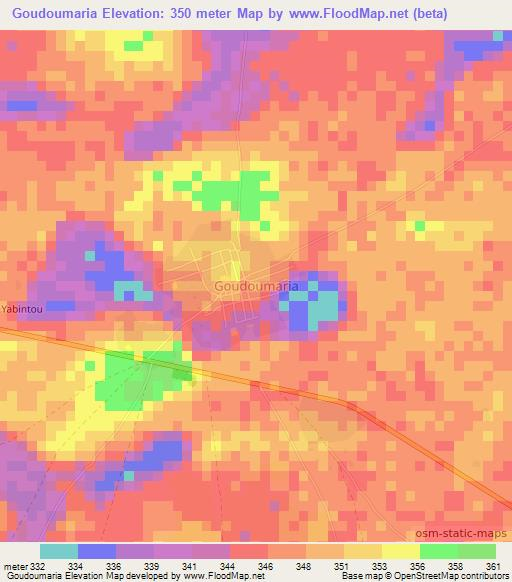 Goudoumaria,Niger Elevation Map