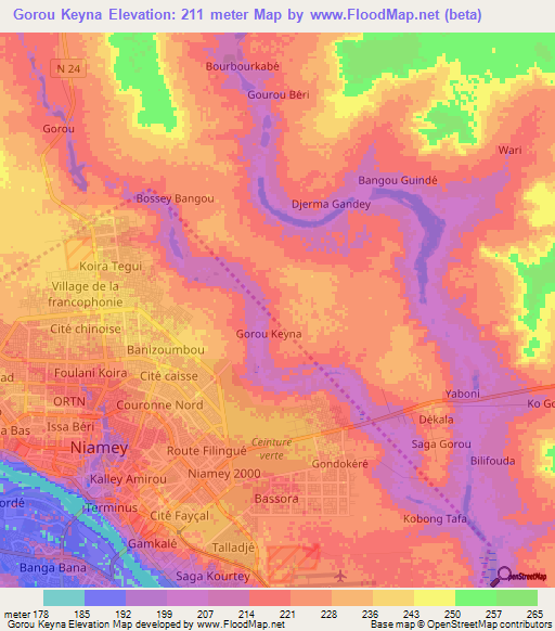 Gorou Keyna,Niger Elevation Map