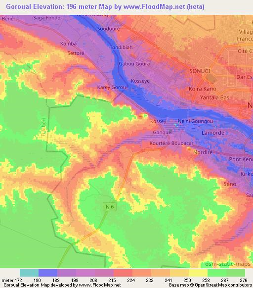 Goroual,Niger Elevation Map