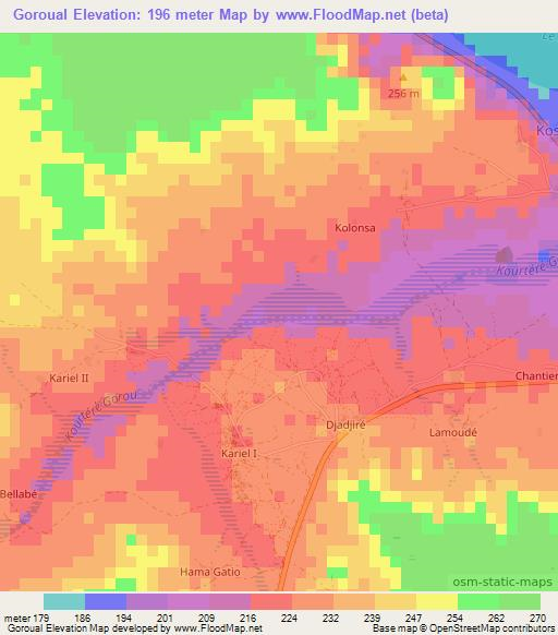 Goroual,Niger Elevation Map