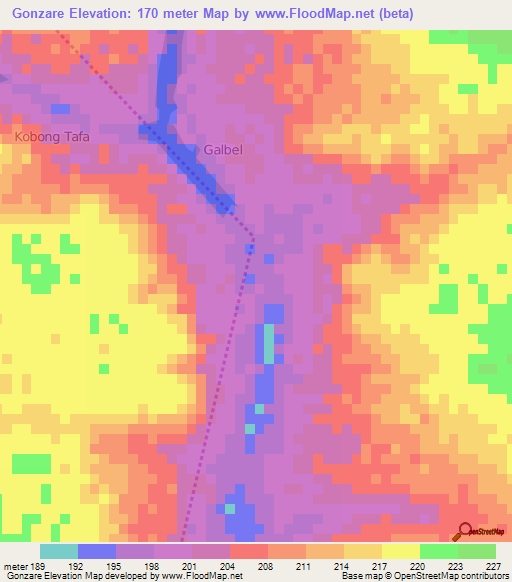 Gonzare,Niger Elevation Map