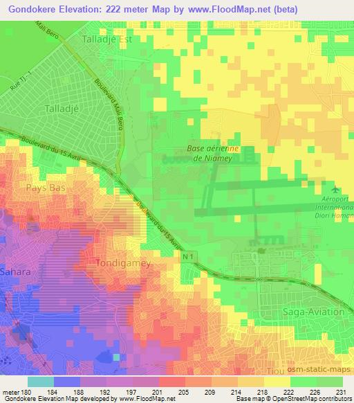 Gondokere,Niger Elevation Map