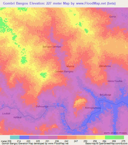 Gombri Bangou,Niger Elevation Map