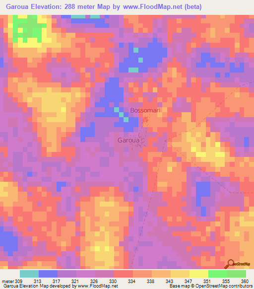 Garoua,Niger Elevation Map