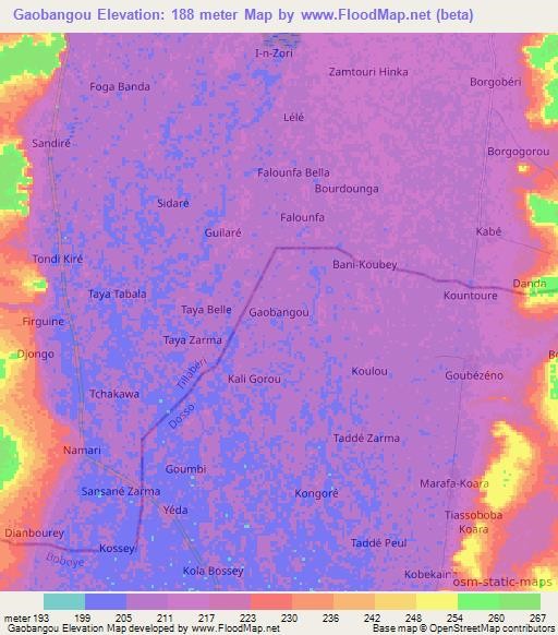 Gaobangou,Niger Elevation Map