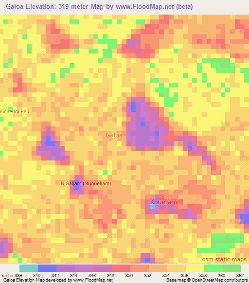 Galoa,Niger Elevation Map