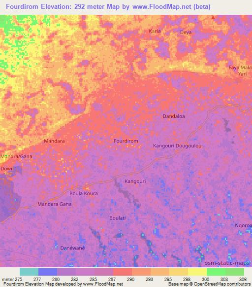 Fourdirom,Niger Elevation Map