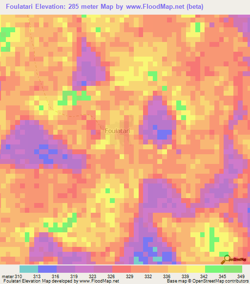 Foulatari,Niger Elevation Map