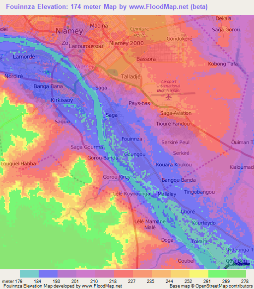 Fouinnza,Niger Elevation Map