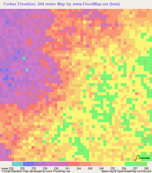 Forkas,Niger Elevation Map