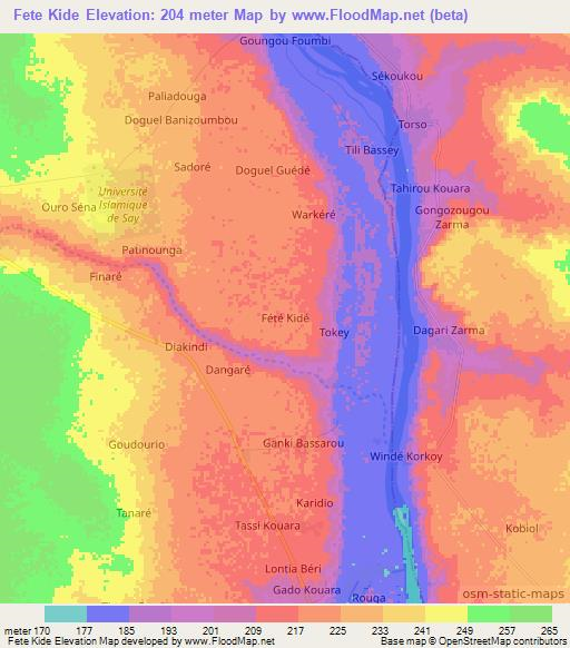 Fete Kide,Niger Elevation Map