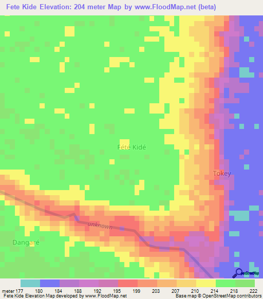 Fete Kide,Niger Elevation Map