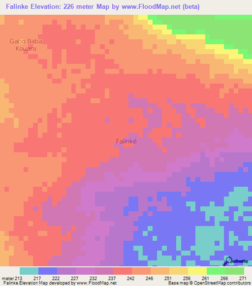 Falinke,Niger Elevation Map