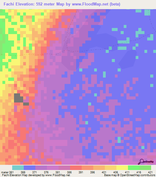 Fachi,Niger Elevation Map