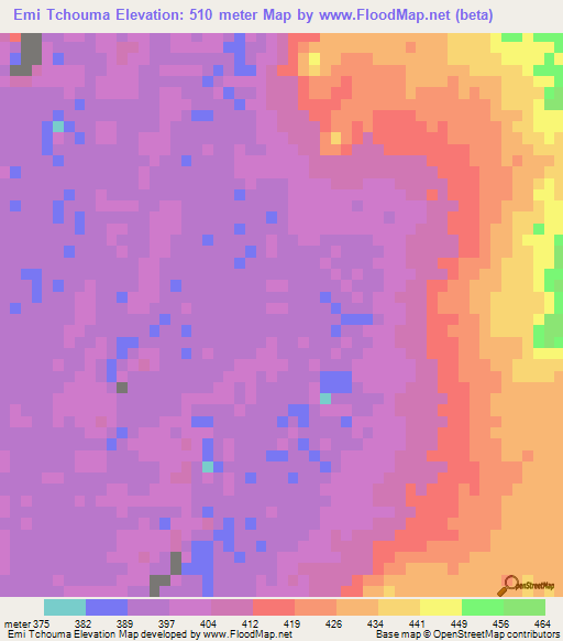 Emi Tchouma,Niger Elevation Map