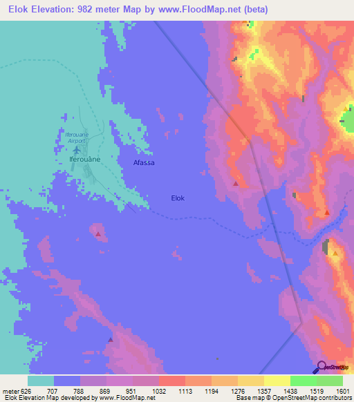 Elok,Niger Elevation Map