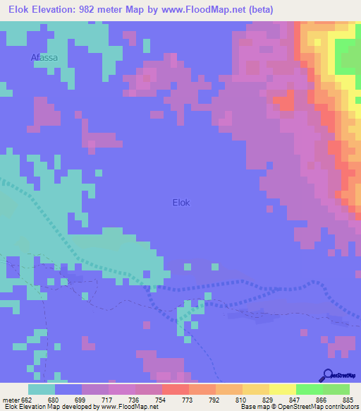 Elok,Niger Elevation Map