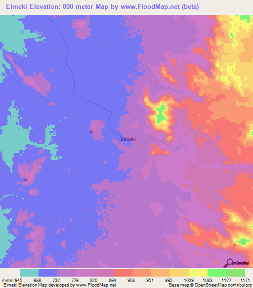 Elmeki,Niger Elevation Map