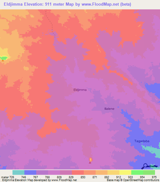 Eldjimma,Niger Elevation Map