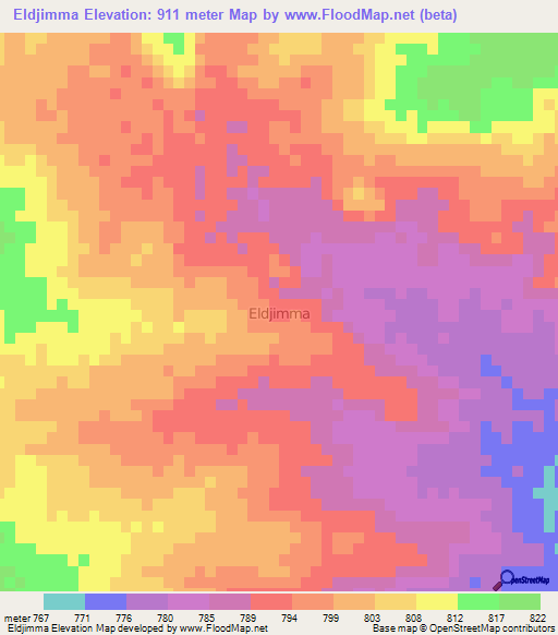 Eldjimma,Niger Elevation Map