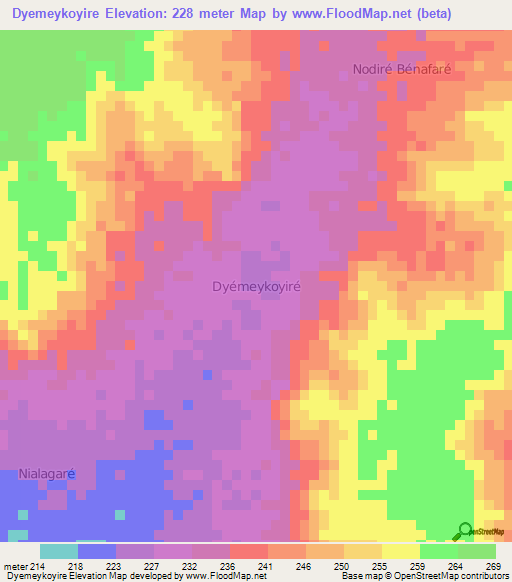 Dyemeykoyire,Niger Elevation Map