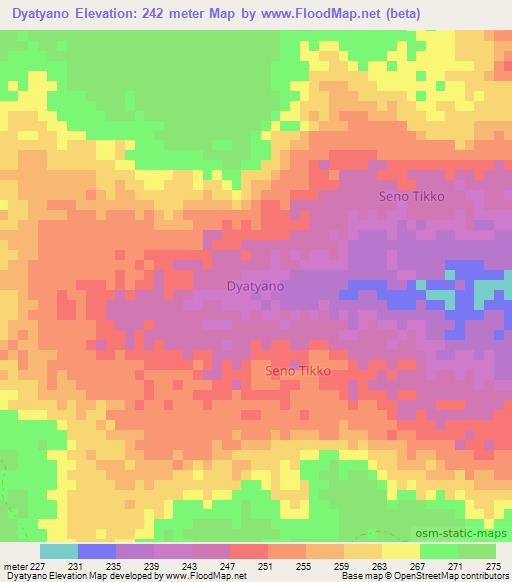 Dyatyano,Niger Elevation Map