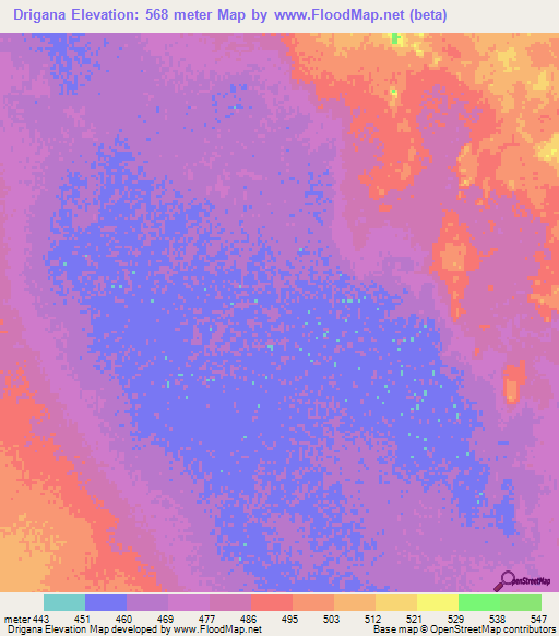 Drigana,Niger Elevation Map